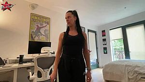 Texas Patti wraps her lips around Patrick's throbbing big cock for a steamy mature massage blowjob