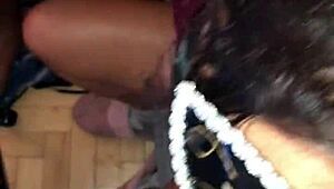 Delivery guy with huge cock pounds hot Brazilian housewife right in front of her cuckold husband