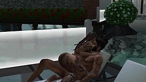 in sims 4 tattooed tierra gets fucked hard by the pool