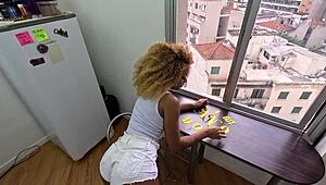 Oh man, Rebeca Villar that delicious Brazilian mulata teen with big natural tits takes my huge cock deep in her shaved ass for 100 raw anal creampies no condom