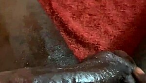 jerking my huge cock all over in the bedroom