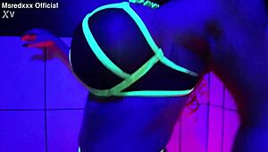 Curvy Redhead Oiled Slut Strips Lingerie Teasing Huge Fake Tits Pierced Nipples