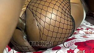 Big black cock bends petite African teen over for hardcore pussy doggystyle bangs