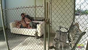 that parking lot's perfect spot for blonde milf's big boobs to bounce on huge cock outdoors