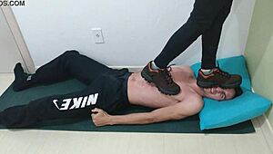 hey mistress emma stomps hard in her new sneakers testing that brutal trample