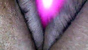 miss chocolate's fat ebony ass squirts wild with huge dildo deep inside