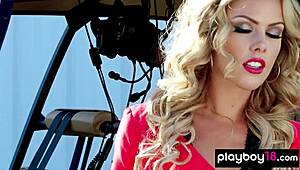 glamorous blonde canadian teen pilot heidi michel strips nude posing in her copter 😍✈️