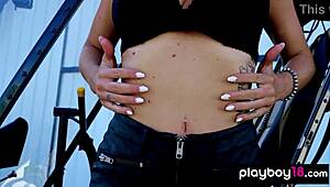 glamorous blonde canadian teen pilot heidi michel strips nude posing in her copter 😍✈️