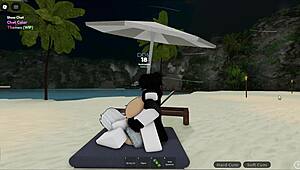 this roblox wife sneaks a quick fuck on beach while clueless husband looks away