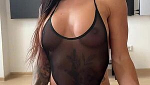 Fat Brazilian Milf in Black Bodysuit Takes Huge Anal Fisting and Creampie Bent Over