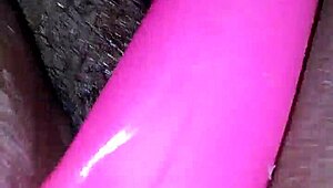 miss chocolate's fat ebony ass squirts wild with huge dildo deep inside