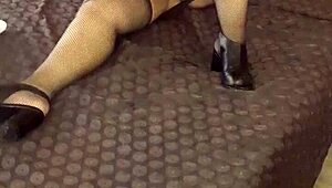 beruka's fat shaved pussy throbs in fishnets begging to get fucked