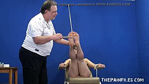 FEET WHIPPING her BOUND! Amateur BDSM slave Beauvoir punished hard