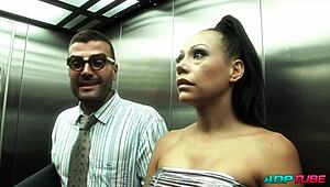 brunette fucks hard in crowded bar right in front of customers