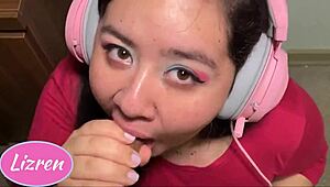 chilena gamer girl eagerly sucks cock in hot oral action