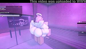 i'm bent over in the steamy sauna taking that lady's monster cock deep in my hole