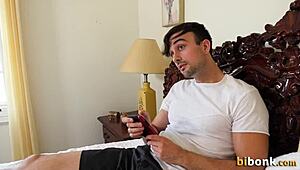 bisexual jock pounds pussy while taking cock in hot 3some switch