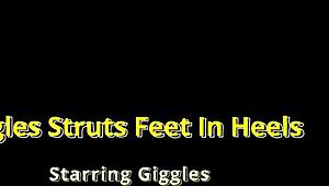 giggles, my feet in these heels got me strutting so sexy, tease em close with my long hair and tats...