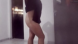 check out this latina amateur dancing sexy with her dildo toy