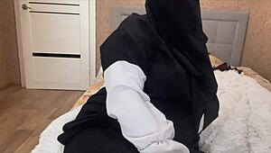 arab milf jasmine strips wet panties for solo pussy play and big cock tease