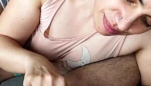 couple shares handjob blowjob and cumplay right before bed