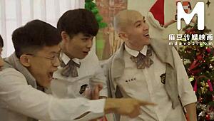 romantic christmas cosplay sex hides wild asian orgy