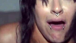 blue eyed brunette with small tits gets her tight pussy hammered nonstop in hotel bed