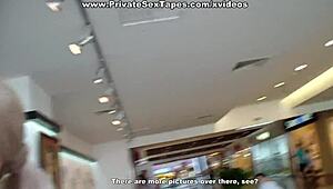 Blonde amateur girlfriend sneaks raunchy toilet fuck with boyfriend inside