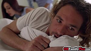 stepsis indica monroe sucks stepbro's cock then joins milf stepmom for wild foursome