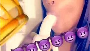butta demonstrates banana blowjob techniques