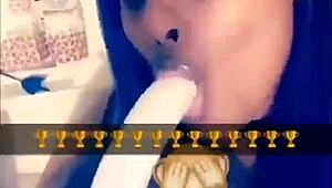 butta demonstrates banana blowjob techniques