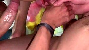 Homemade Trio Sees Buddy's Girlfriend Double Penetrated Gaping Pussy in Stockings