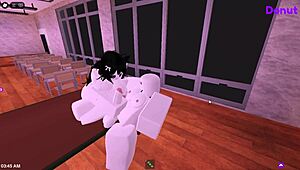 Man fucking in Roblox classroom feels so wrong but damn it's hot and intense