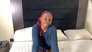 young pretty ebony joy strips tits in homemade casting interview session