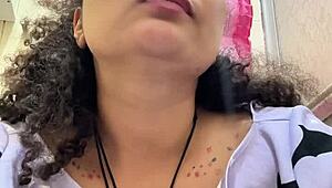 curvy brunette battles gas pains on toilet after milk shakes her up with nonstop farts