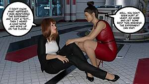 giantess grows huge over mini guy in size comic