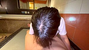 cute college girl massages older man's body until they both get aroused and have intimate 1on1 sex