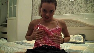 Brunette Cutie Borrows Monster Cock To Pound Her Horny Pussy Hard