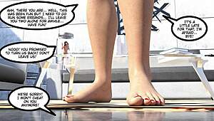 giantess grows huge over mini guy in size comic