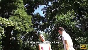 hunt4k. her tiny 18+ butt in tight jeans traded for quick cash sex