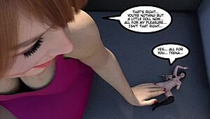giantess grows huge over mini guy in size comic