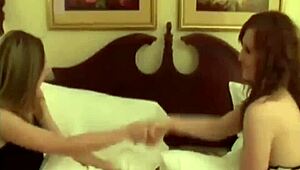 petite teen lesbians in lingerie tease each other alone in the hotel room