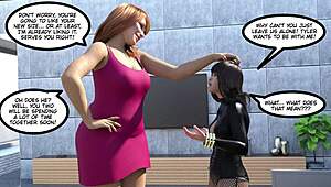 giantess grows huge over mini guy in size comic