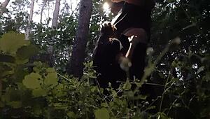 Stepsister mouth fucked deep in woods cumming before boyfriend catches