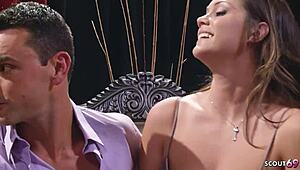 Cougar wife tells stranger boy to fuck her big bouncing boobs while husband is away