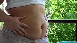 ever watched a chubby milf devour food with her fat belly hanging out in outdoor asmr?