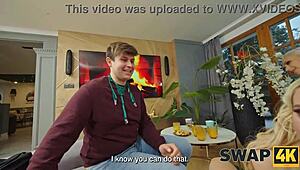 Swap those cocks with me, hun - kinky threesome fun!