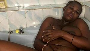 whoa my huge tits bounce wild fucking this giant dildo in the bathroom!