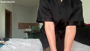 Watch me tease my clamped nipples and gag while vibrating my shaved pussy hard.