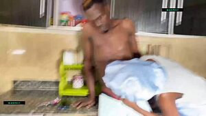 skinny sexy maid's tight wet pussy gets hardcore fucking